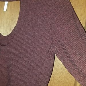 Open chest/open back maroon bodysuit